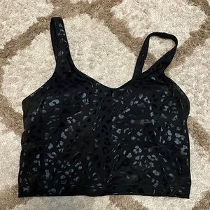 Black cheetah print long line bra top. Side small